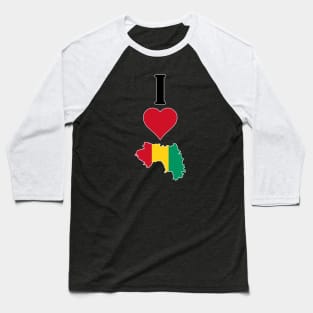 I Love Guinea Vertical I Heart Guinean National Flag Map Baseball T-Shirt